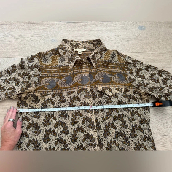 100% silk Burning Torch sheer button down dress size medium - Picture 4 of 8